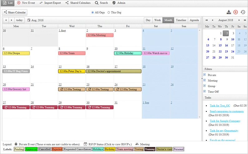 calendar overview