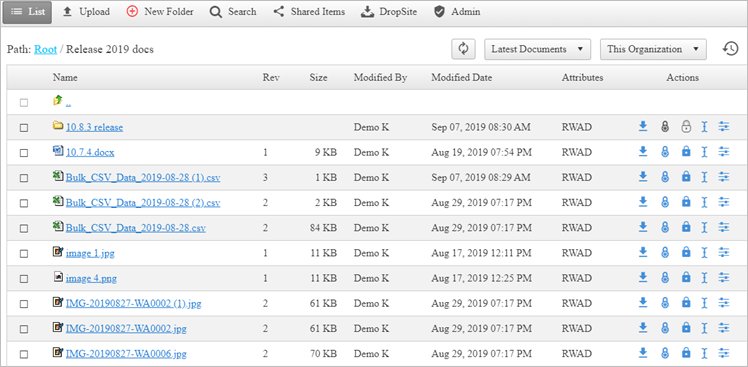 Documents list screen