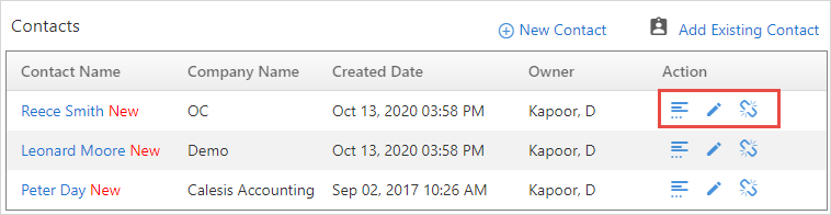 accounts summary contacts