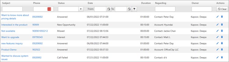 Call log