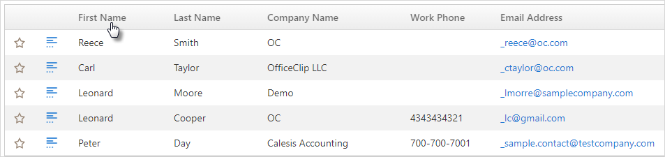 contacts sort