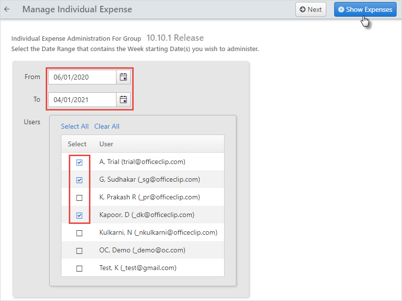 expenses manage