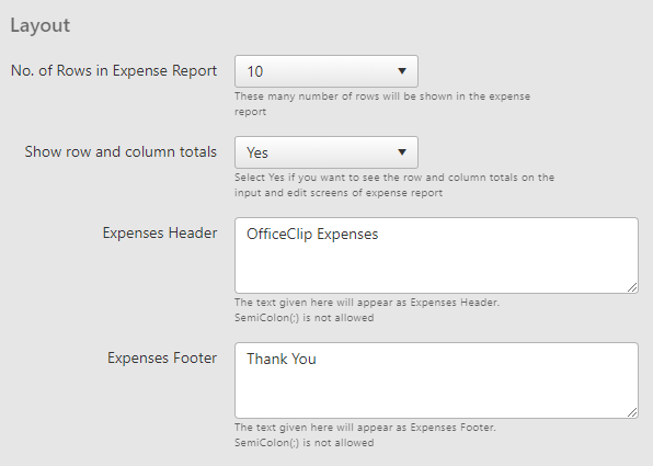 expenses profile layout