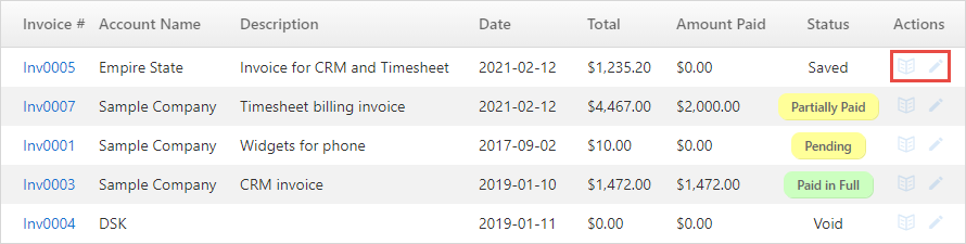 invoice view