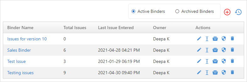 issuetracker binder list