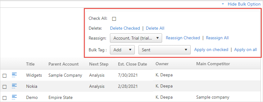 opportunity bulk options