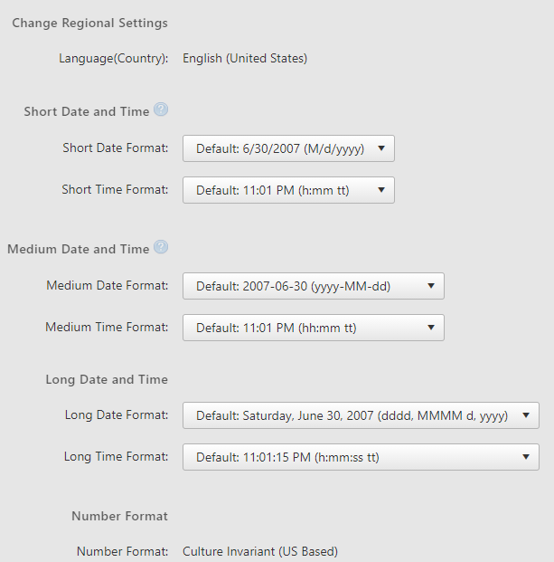 setup regional settings