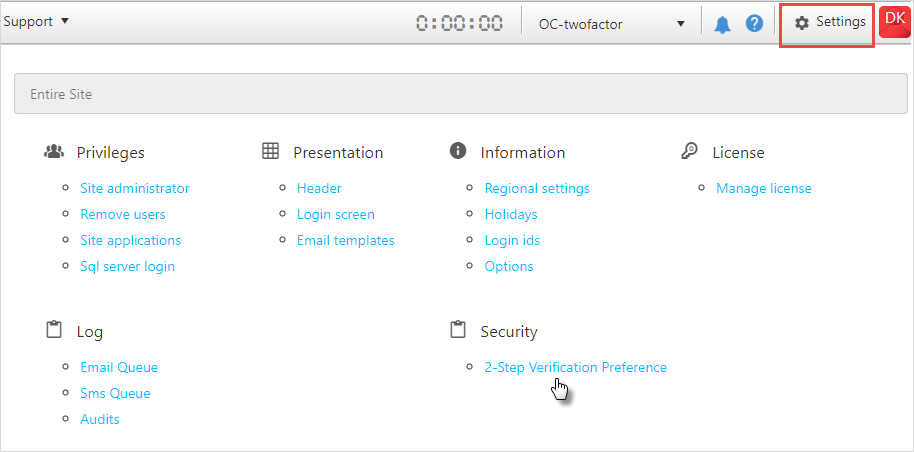 verification settings